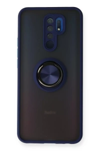 Xiaomi Redmi 9 Kılıf Montreal Yüzüklü Silikon Kapak - Lacivert