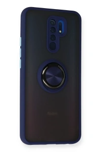 Xiaomi Redmi 9 Kılıf Montreal Yüzüklü Silikon Kapak - Lacivert