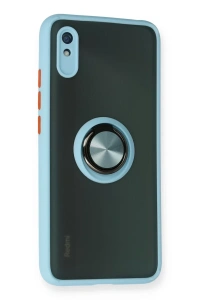 Xiaomi Redmi 9A Kılıf Montreal Yüzüklü Silikon Kapak - Buz Mavi