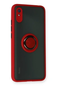 Xiaomi Redmi 9A Kılıf Montreal Yüzüklü Silikon Kapak - Kırmızı