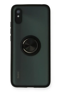 Xiaomi Redmi 9A Kılıf Montreal Yüzüklü Silikon Kapak - Siyah