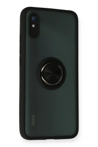 Xiaomi Redmi 9A Kılıf Montreal Yüzüklü Silikon Kapak - Siyah
