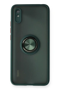 Xiaomi Redmi 9A Kılıf Montreal Yüzüklü Silikon Kapak - Yeşil