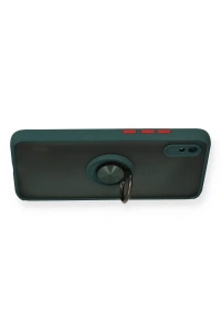 Xiaomi Redmi 9A Kılıf Montreal Yüzüklü Silikon Kapak - Yeşil