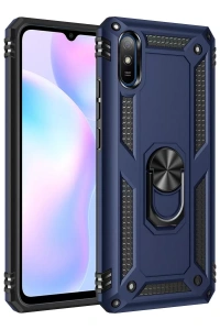 Xiaomi Redmi 9A Kılıf Sofya Yüzüklü Silikon Kapak - Lacivert