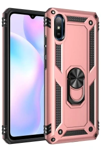 Xiaomi Redmi 9A Kılıf Sofya Yüzüklü Silikon Kapak - Rose