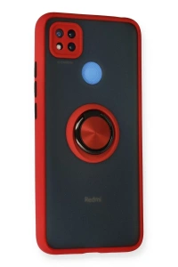 Xiaomi Redmi 9C Kılıf Montreal Yüzüklü Silikon Kapak - Kırmızı