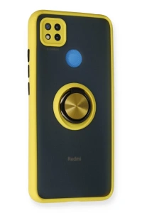 Xiaomi Redmi 9C Kılıf Montreal Yüzüklü Silikon Kapak - Sarı