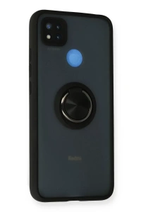 Xiaomi Redmi 9C Kılıf Montreal Yüzüklü Silikon Kapak - Siyah