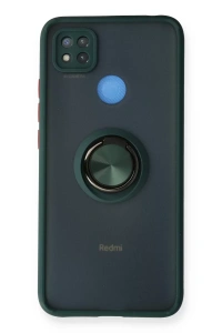 Xiaomi Redmi 9C Kılıf Montreal Yüzüklü Silikon Kapak - Yeşil