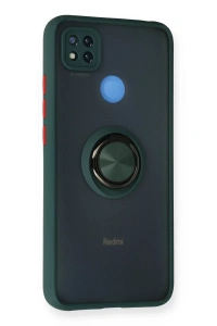 Xiaomi Redmi 9C Kılıf Montreal Yüzüklü Silikon Kapak - Yeşil
