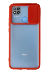 Xiaomi Redmi 9C Kılıf Palm Buzlu Kamera Sürgülü Silikon - Kırmızı