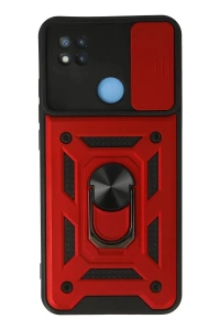 Xiaomi Redmi 9C Kılıf Pars Lens Yüzüklü Silikon - Kırmızı