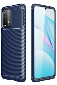 Xiaomi Redmi 9T Kılıf Auto Focus Karbon Kapak - Lacivert