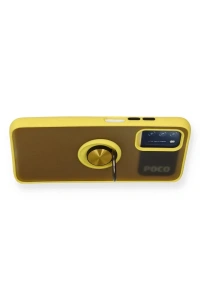Xiaomi Redmi 9T Kılıf Montreal Yüzüklü Silikon Kapak - Sarı