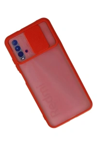 Xiaomi Redmi 9T Kılıf Palm Buzlu Kamera Sürgülü Silikon - Kırmızı