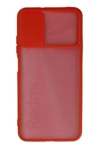 Xiaomi Redmi 9T Kılıf Palm Buzlu Kamera Sürgülü Silikon - Kırmızı