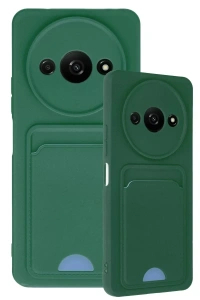Xiaomi Redmi A3 4G Kılıf Kelvin Kartvizitli Silikon - Koyu Yeşil
