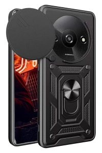 Xiaomi Redmi A3 4G Kılıf Pars Lens Yüzüklü Silikon - Siyah