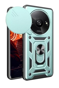 Xiaomi Redmi A3 4G Kılıf Pars Lens Yüzüklü Silikon - Yeşil