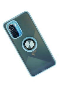 Xiaomi Redmi K40 Kılıf Montreal Yüzüklü Silikon Kapak - Buz Mavi