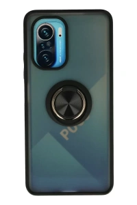Xiaomi Redmi K40 Kılıf Montreal Yüzüklü Silikon Kapak - Siyah