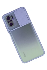Xiaomi Redmi Note 10 Kılıf Palm Buzlu Kamera Sürgülü Silikon - Lila