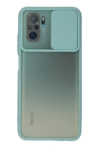 Xiaomi Redmi Note 10 Kılıf Palm Buzlu Kamera Sürgülü Silikon - Turkuaz