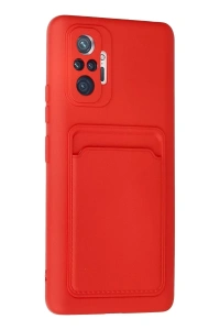 Xiaomi Redmi Note 10 Pro Kılıf Kelvin Kartvizitli Silikon - Kırmızı