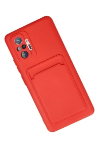 Xiaomi Redmi Note 10 Pro Kılıf Kelvin Kartvizitli Silikon - Kırmızı
