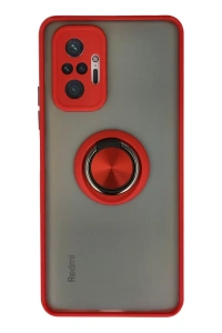 Xiaomi Redmi Note 10 Pro Kılıf Montreal Yüzüklü Silikon Kapak - Kırmızı
