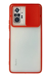 Xiaomi Redmi Note 10 Pro Kılıf Palm Buzlu Kamera Sürgülü Silikon - Kırmızı