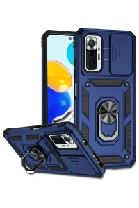 Xiaomi Redmi Note 10 Pro Kılıf Pars Lens Yüzüklü Silikon - Lacivert