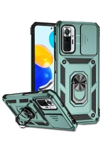 Xiaomi Redmi Note 10 Pro Kılıf Pars Lens Yüzüklü Silikon - Yeşil