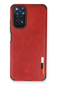 Xiaomi Redmi Note 11 Kılıf Loop Deri Silikon - Kırmızı