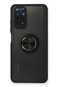 Xiaomi Redmi Note 11 Kılıf Montreal Yüzüklü Silikon Kapak - Siyah