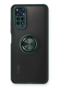 Xiaomi Redmi Note 11 Kılıf Montreal Yüzüklü Silikon Kapak - Yeşil