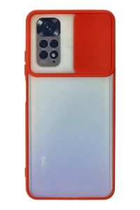 Xiaomi Redmi Note 11 Kılıf Palm Buzlu Kamera Sürgülü Silikon - Kırmızı