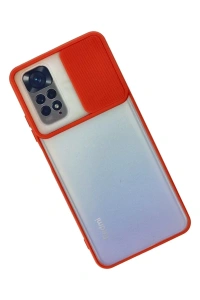 Xiaomi Redmi Note 11 Kılıf Palm Buzlu Kamera Sürgülü Silikon - Kırmızı