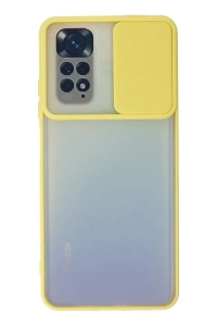 Xiaomi Redmi Note 11 Kılıf Palm Buzlu Kamera Sürgülü Silikon - Sarı