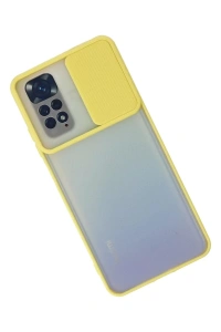 Xiaomi Redmi Note 11 Kılıf Palm Buzlu Kamera Sürgülü Silikon - Sarı