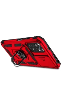 Xiaomi Redmi Note 11 Pro Kılıf Pars Lens Yüzüklü Silikon - Kırmızı