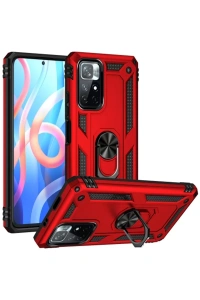 Xiaomi Redmi Note 11T Kılıf Sofya Yüzüklü Silikon Kapak - Kırmızı