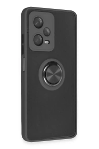 Xiaomi Redmi Note 12 5G Kılıf Montreal Yüzüklü Silikon Kapak - Siyah