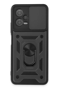 Xiaomi Redmi Note 12 5G Kılıf Pars Lens Yüzüklü Silikon - Siyah
