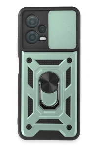 Xiaomi Redmi Note 12 5G Kılıf Pars Lens Yüzüklü Silikon - Yeşil