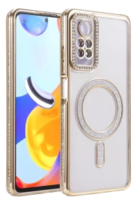 Xiaomi Redmi Note 12 Pro 4G Joke Simli Magneticsafe Kılıf - Gold