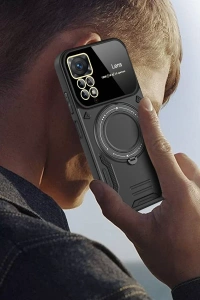 Xiaomi Redmi Note 12 Pro 4G Kılıf Joy Lens Standlı Kapak - Kırmızı