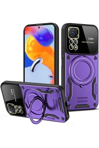 Xiaomi Redmi Note 12 Pro 4G Kılıf Joy Lens Standlı Kapak - Mor