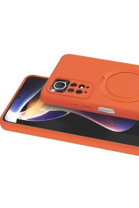 Xiaomi Redmi Note 12 Pro 4G Regal Magsafe Standlı Kapak - Turuncu